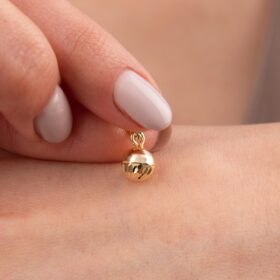 14 Ayar Altın Işıltılı Midi Top Kolye Ucu