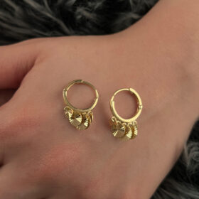 14 Ayar Altın Işıltılı Pul Sallantılı Küpe