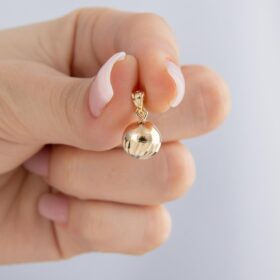 14 Ayar Altın Işıltılı Top Kolye Ucu