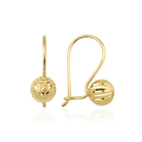 14 Ayar Altın Işıltılı Top Sallantılı Küpe