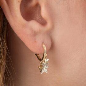 14 Ayar Altın Işıltılı Yıldız Sıralı Halka Küpe