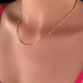 14 Ayar Altın Işıltılı Zincirde Dorika Kolye 2