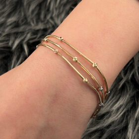 14 Ayar Altın Işıltılı Zincirde Üç Sıralı Bileklik