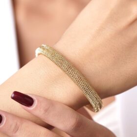 14 Ayar Altın İtalyan Çapraz Örme Kelepçe Bileklik