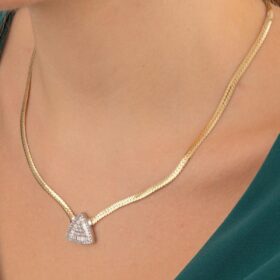 14 Ayar Altın İtalyan Üçgen Baget Kolye