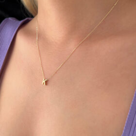 14 Ayar Altın K Harfli Kolye