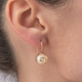 14 Ayar Altın Kalem İşlemeli Büyük Top Küpe