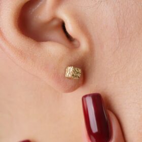 14 Ayar Altın Kalem İşlemeli Küp Küpe