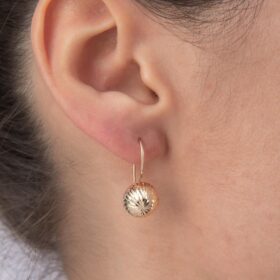 14 Ayar Altın Kalem İşlemeli Orta Top Küpe