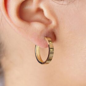 14 Ayar Altın Kalemli Büyük Halka Küpe