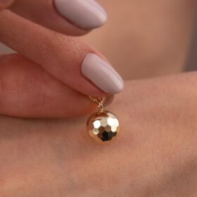 14 Ayar Altın Kalemli Büyük Top Kolye Ucu