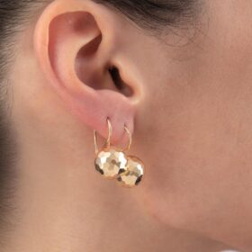 14 Ayar Altın Kalemli Büyük Top Küpe