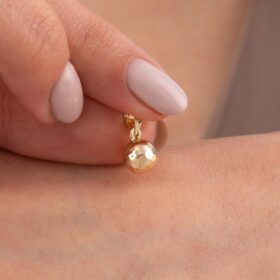 14 Ayar Altın Kalemli Midi Top Kolye Ucu