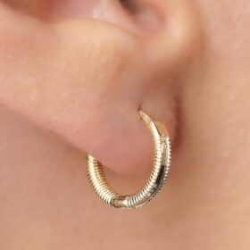 14 Ayar Altın Kalemli Mini Ajda Halka Küpe