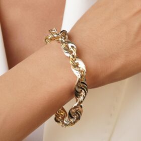 14 Ayar Altın Kalın Burgu Halat Zincir Bileklik