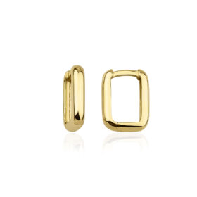 14 Ayar Altın Kalın Dikdörtgen Küpe