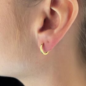 14 Ayar Altın Kalın Köşeli Halka Küpe