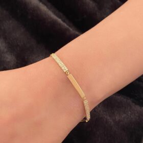 14 Ayar Altın Taşlı Kalın Şerit Modeli Bileklik