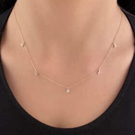 14 Ayar Altın Kalp Dizisi Kolye