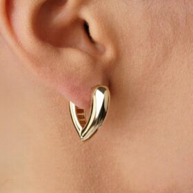 14 Ayar Altın Kalp Motifli Damla Küpe