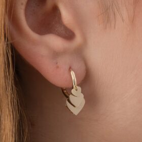 14 Ayar Altın Kalp Sıralı Halka Küpe