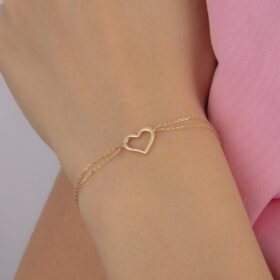 14 Ayar Altın Kalpli Aşk Bileklik