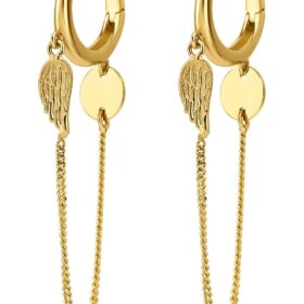 14 Ayar Altın Kanat Sallantılı Küpe