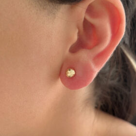 14 Ayar Altın Kare Desenli Top Küpe Orta