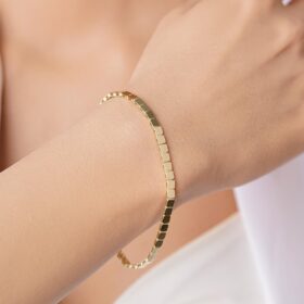 14 Ayar Altın Kare Dizisi Bileklik