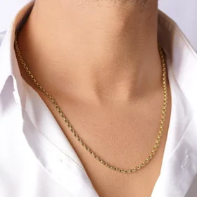 14 Ayar Altın Kare Doch Erkek Zincir Kolye