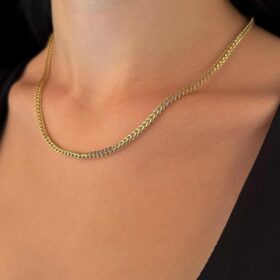 14 Ayar Altın Kare Tondo Kolye 3.25 mm