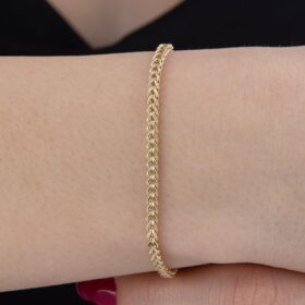 14 Ayar Altın Kare Tondo Zincir Bileklik