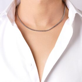 14 Ayar Altın Kare Tondo Zincir Erkek Kolye 3.25 mm