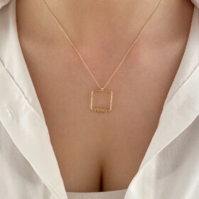 14 Ayar Altın Kare Zincir Sarılı Kolye