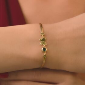 14 Ayar Altın Kelebek Ve Göz Detaylı İtalyan Balıksırtı Bileklik