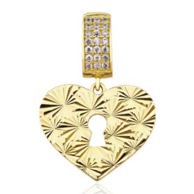 14 Ayar Altın Kilit Kalp Kolye Ucu