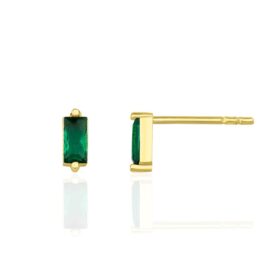 14 Ayar Altın Kök Zümrüt Baget Küpe