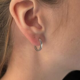 14 Ayar Altın Köşeli Bombeli Orta Halka Küpe