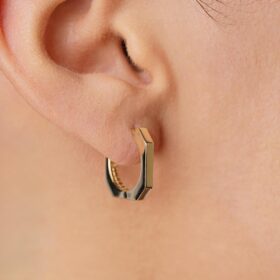 14 Ayar Altın Köşeli Mini Dörtgen Küpe