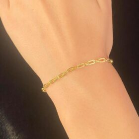 14 Ayar Altın Köşeli Oval Ataç Bileklik