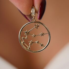 14 Ayar Altın Kova Burcu Kolye Ucu Burç Yıldız Haritası