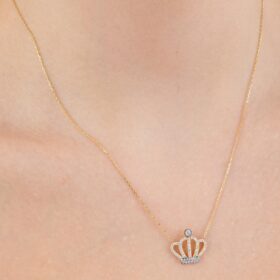 14 Ayar Altın Kraliçe Taç Kolye