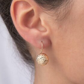 14 Ayar Altın Kristal Büyük Top Küpe