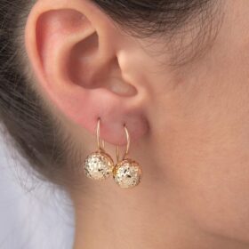 14 Ayar Altın Kristal Orta Top Küpe