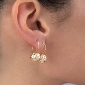 14 Ayar Altın Kristal Orta Top Küpe