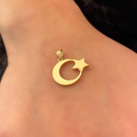 14 Ayar Altın Küçük Ay Yıldız Kolye Ucu