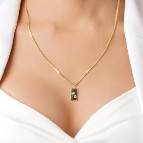 14 Ayar Altın Külçeli Küp Zincir Kolye