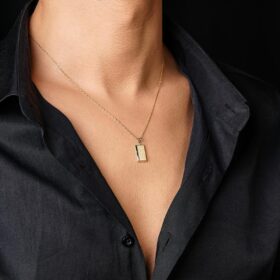 14 Ayar Altın Külçeli Singapur Zincir Erkek Kolye