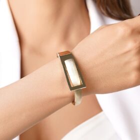 14 Ayar Altın Kumlu Tasarım Kemer Kelepçe Bilezik