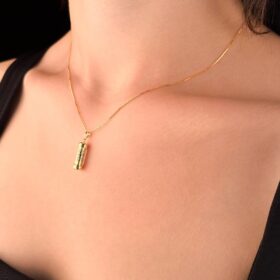 14 Ayar Altın Küp Zincir Cevşen Uçlu Kolye